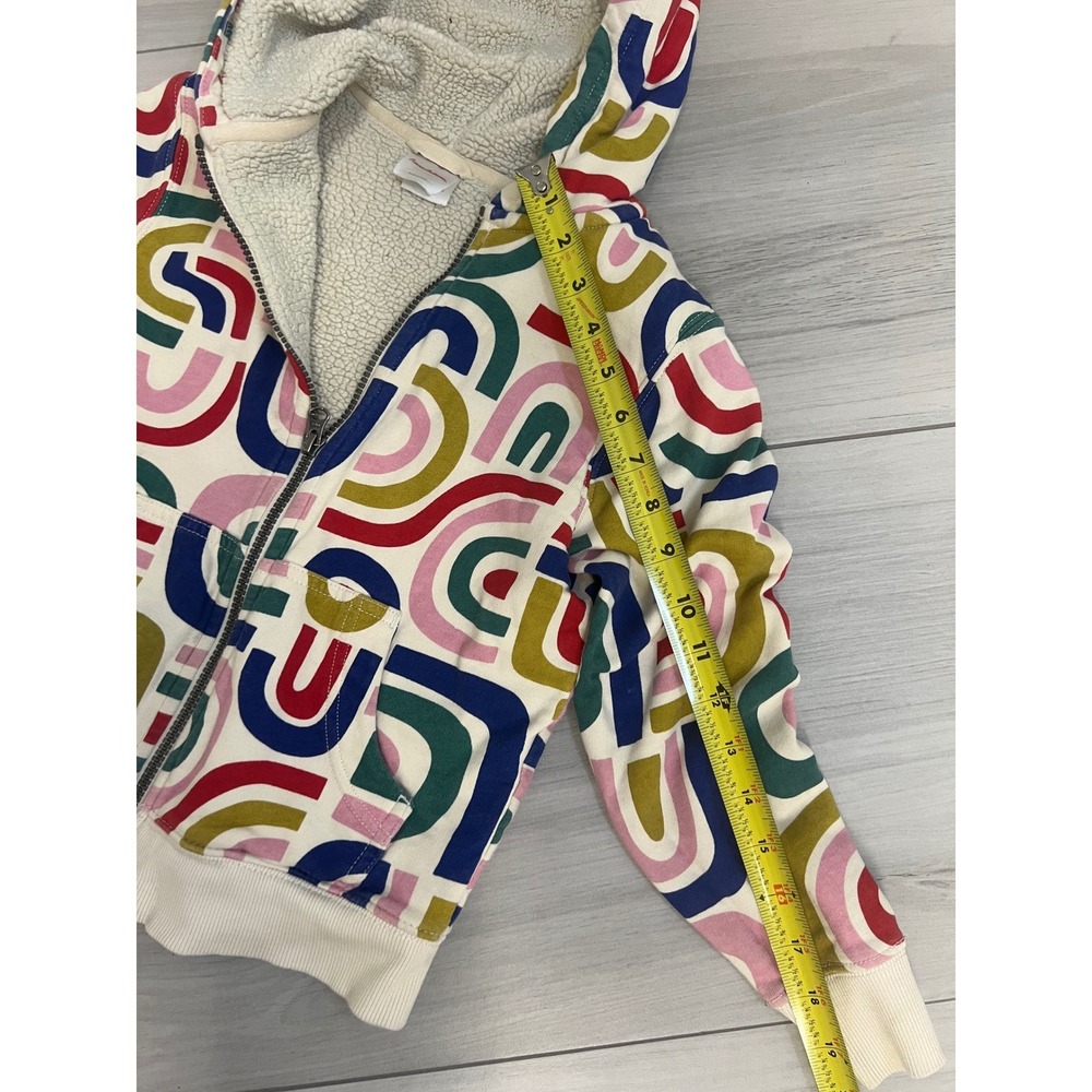 Hanna Andersson Hoodie Kids Sz 6-7 Rainbow Abstract Sherpa Lined Full Zip Jacket - Picture 7 of 7